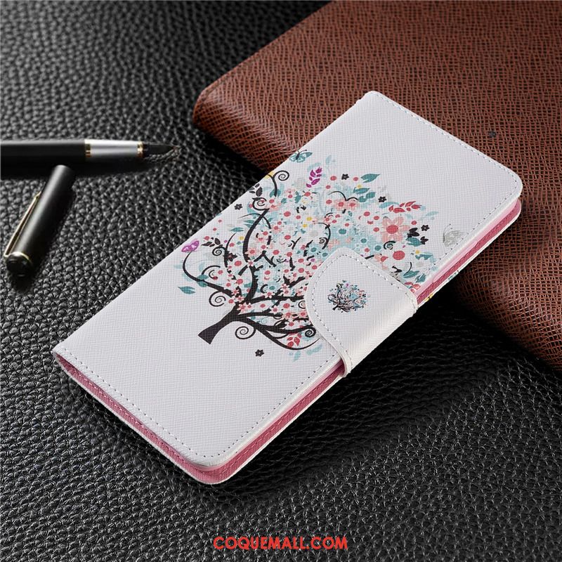 Étui Redmi Note 9 Pro Peinture Blanc Rouge, Coque Redmi Note 9 Pro Protection En Cuir Beige