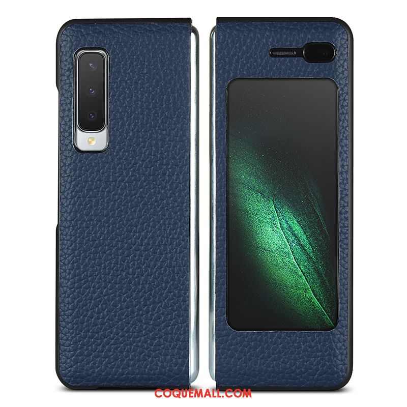 Étui Samsung Fold Plier Protection Cuir Véritable, Coque Samsung Fold Étoile Gris