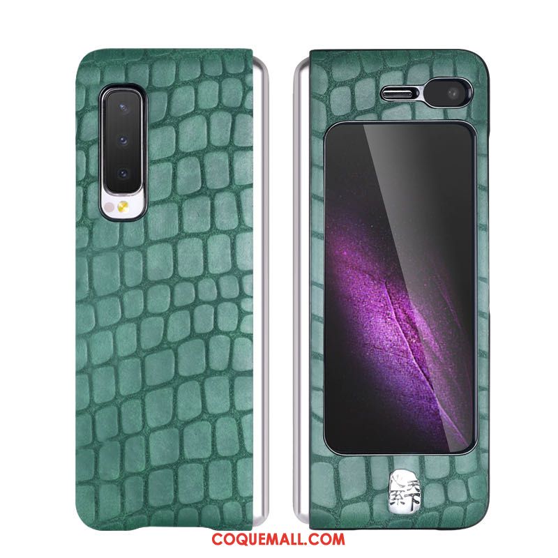 Étui Samsung Fold Très Mince Incassable Luxe, Coque Samsung Fold Modèle Fleurie Vert