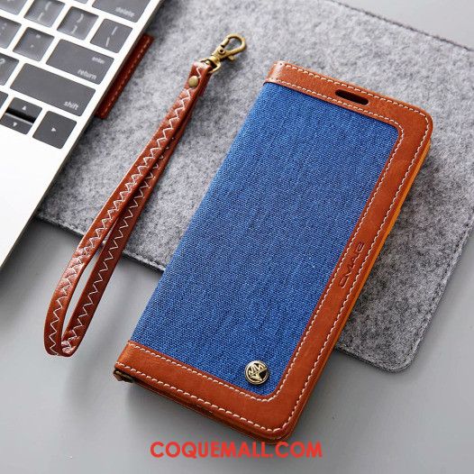 Étui Samsung Galaxy A10 Carte En Cuir Bleu, Coque Samsung Galaxy A10 Incassable Protection