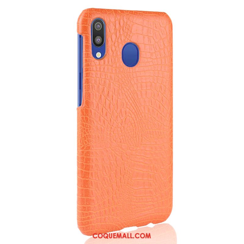 Étui Samsung Galaxy A20e Cuir Sac Qualité, Coque Samsung Galaxy A20e Difficile Crocodile Modèle Orange