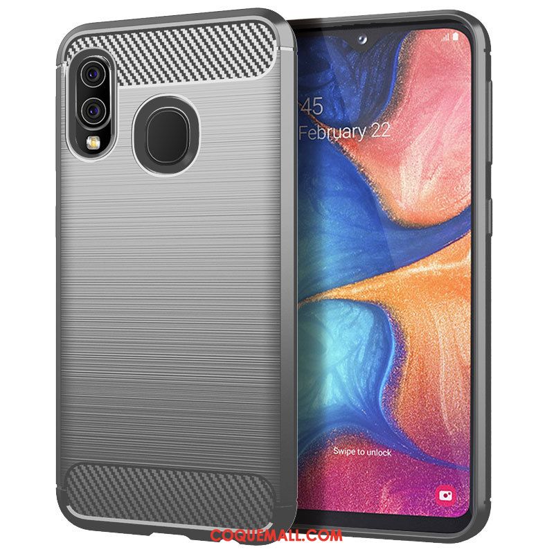 Étui Samsung Galaxy A20e Rouge Fibre Modèle Fleurie, Coque Samsung Galaxy A20e Téléphone Portable Soie