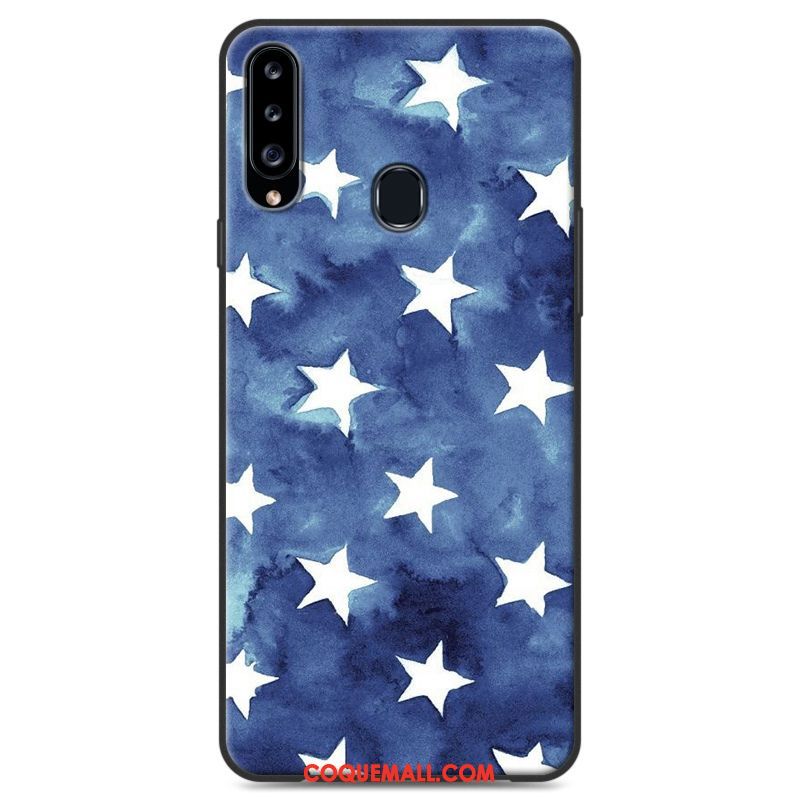 Étui Samsung Galaxy A20s Bleu Protection Tout Compris, Coque Samsung Galaxy A20s Fluide Doux Étoile