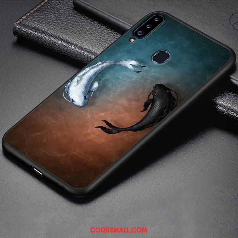 Étui Samsung Galaxy A20s Dessin Animé Noir Téléphone Portable, Coque Samsung Galaxy A20s Étoile Protection