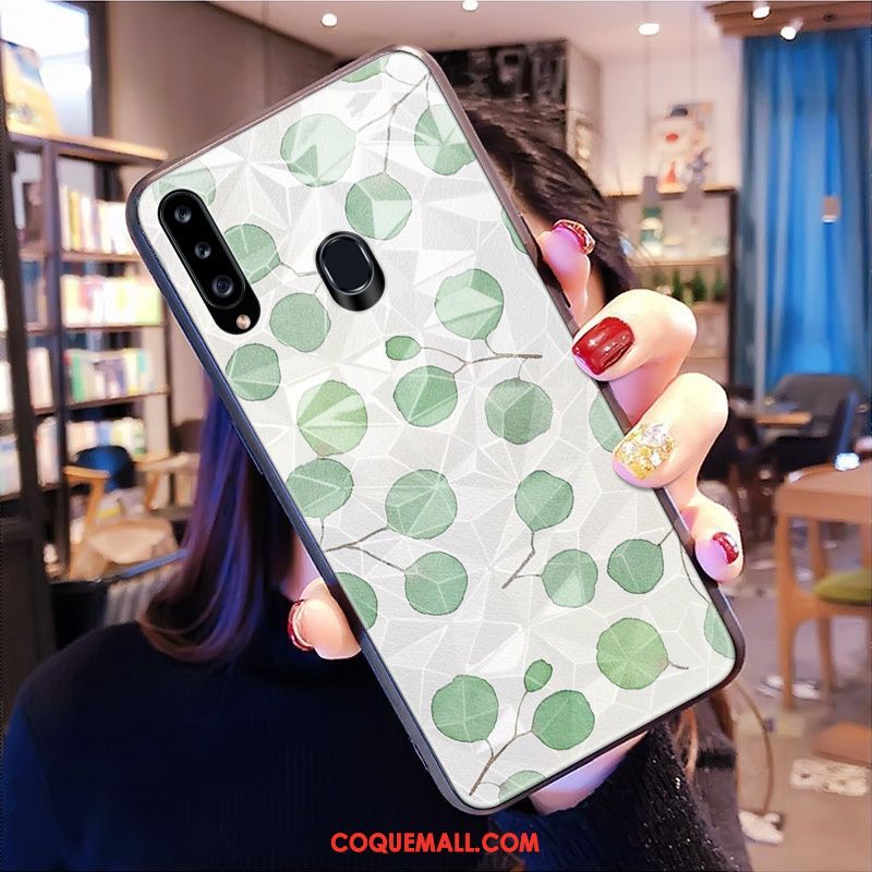 Étui Samsung Galaxy A20s Fluide Doux Vert Vintage, Coque Samsung Galaxy A20s Point D'onde Personnalité