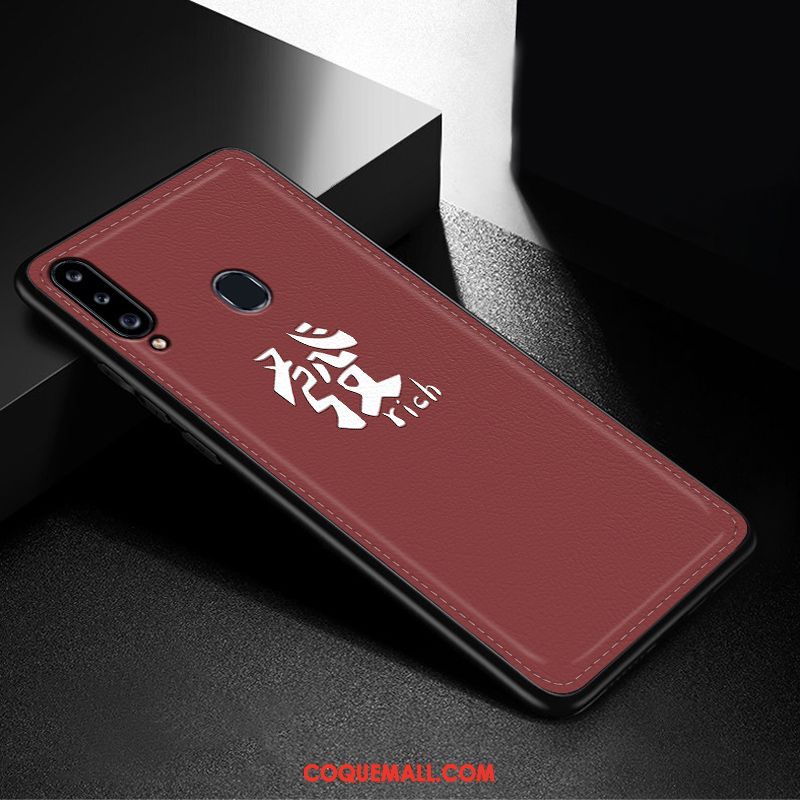 Étui Samsung Galaxy A20s Marque De Tendance Modèle Fleurie Gaufrage, Coque Samsung Galaxy A20s Simple Tout Compris