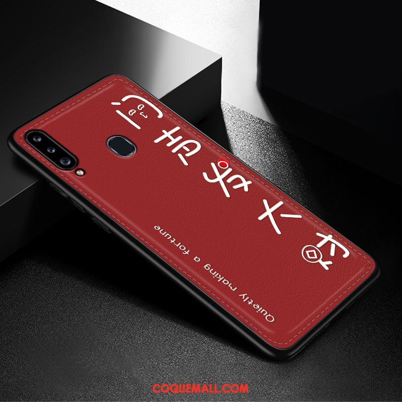 Étui Samsung Galaxy A20s Marque De Tendance Modèle Fleurie Gaufrage, Coque Samsung Galaxy A20s Simple Tout Compris