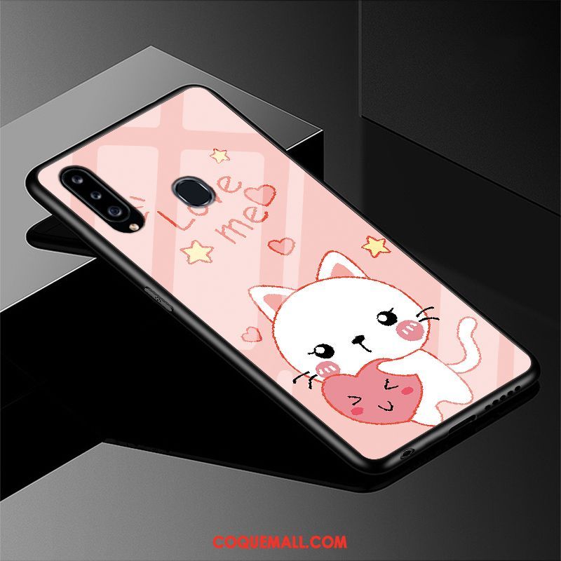 Étui Samsung Galaxy A20s Rose Silicone Incassable, Coque Samsung Galaxy A20s Téléphone Portable Charmant