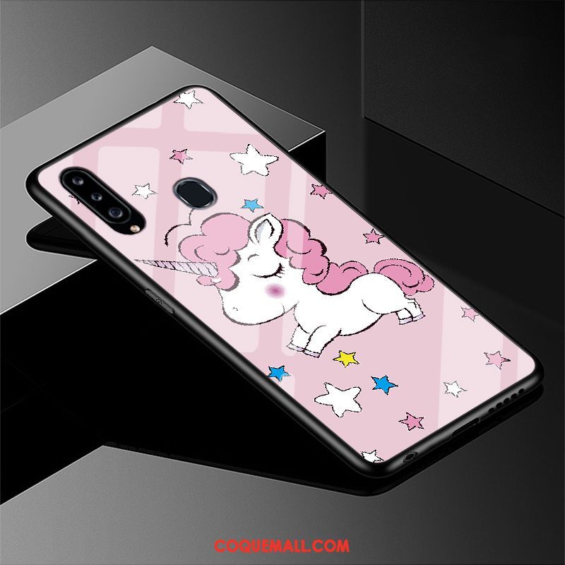 Étui Samsung Galaxy A20s Rose Silicone Incassable, Coque Samsung Galaxy A20s Téléphone Portable Charmant