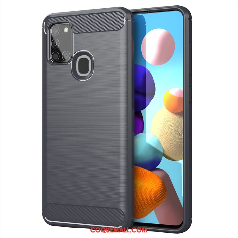 Étui Samsung Galaxy A21s Fibre Incassable Modèle Fleurie, Coque Samsung Galaxy A21s Gris Soie