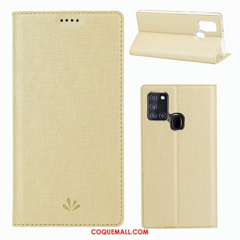 Étui Samsung Galaxy A21s Gris Incassable En Cuir, Coque Samsung Galaxy A21s Étoile Clamshell