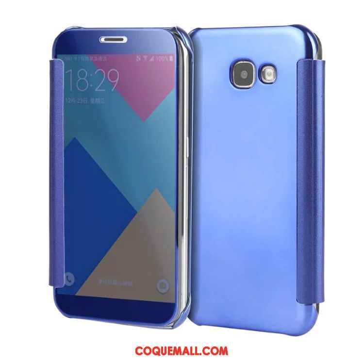 Étui Samsung Galaxy A3 2017 Dormance Miroir Bleu, Coque Samsung Galaxy A3 2017 Difficile Téléphone Portable