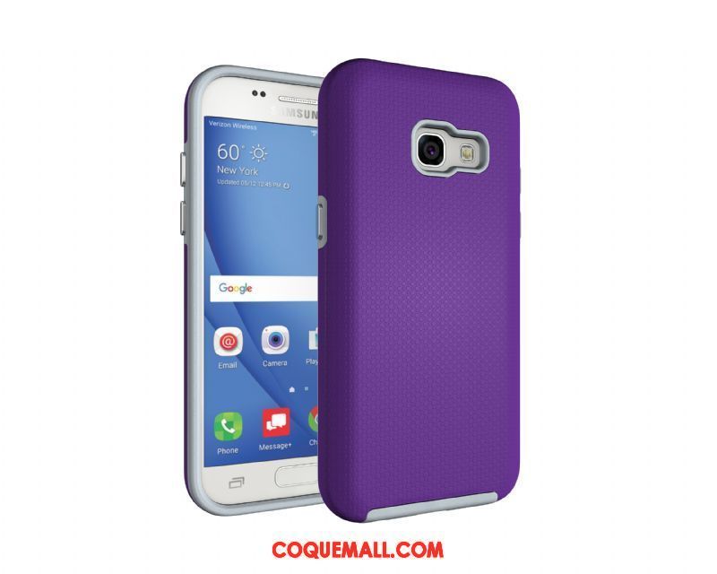 Étui Samsung Galaxy A3 2017 Fibre Modèle Fleurie Violet, Coque Samsung Galaxy A3 2017 Armure Étoile