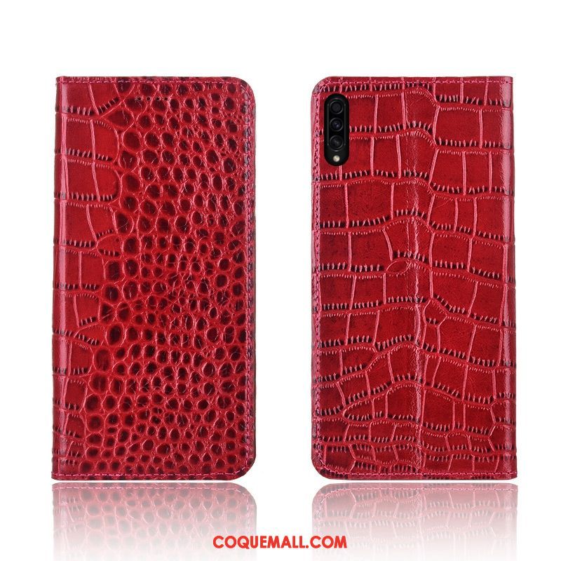 Étui Samsung Galaxy A30s Crocodile Cuir Véritable Délavé En Daim, Coque Samsung Galaxy A30s Fluide Doux Téléphone Portable Braun