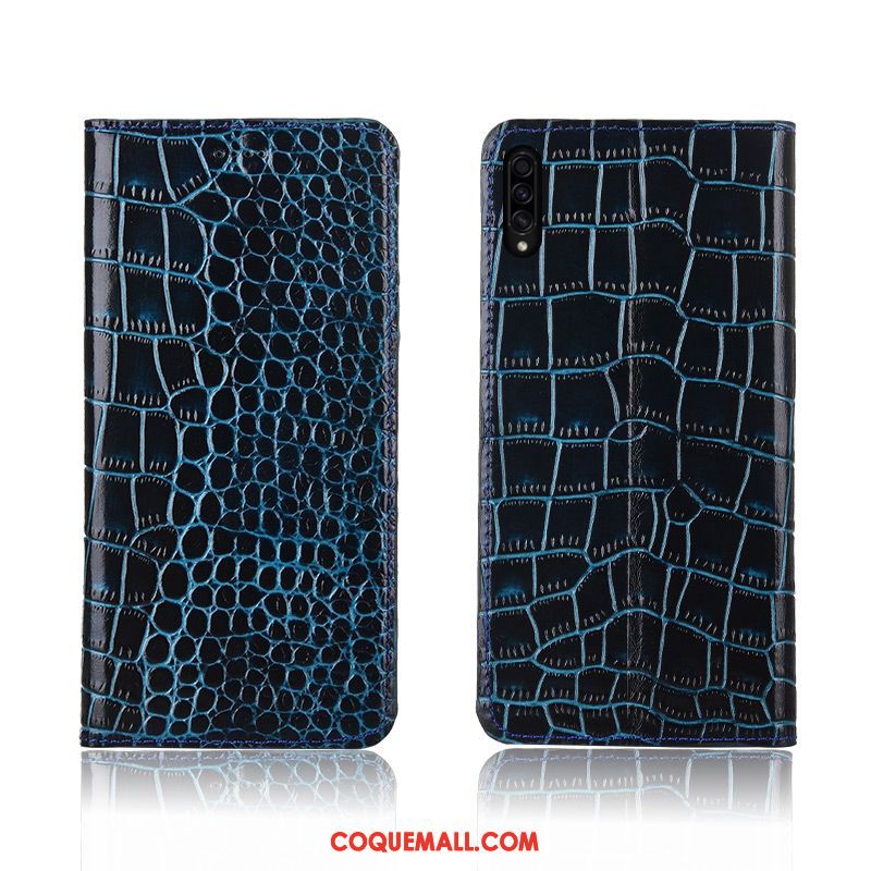 Étui Samsung Galaxy A30s Crocodile Cuir Véritable Délavé En Daim, Coque Samsung Galaxy A30s Fluide Doux Téléphone Portable Braun