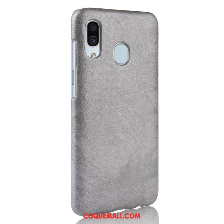 Étui Samsung Galaxy A40 Cuir Litchi Vintage, Coque Samsung Galaxy A40 Étoile Difficile