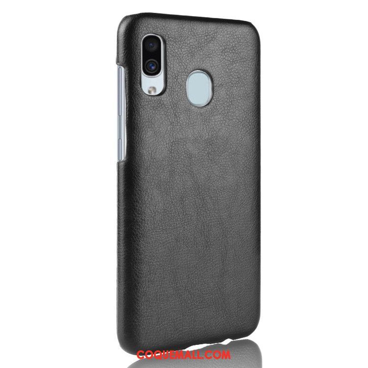 Étui Samsung Galaxy A40 Cuir Litchi Vintage, Coque Samsung Galaxy A40 Étoile Difficile