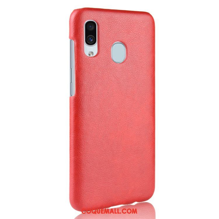 Étui Samsung Galaxy A40 Cuir Litchi Vintage, Coque Samsung Galaxy A40 Étoile Difficile