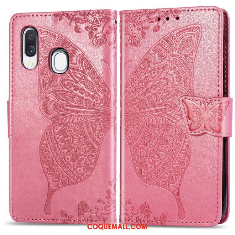 Étui Samsung Galaxy A40 Gaufrage Fleur Silicone, Coque Samsung Galaxy A40 Incassable Créatif