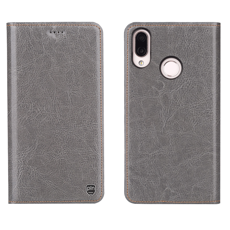 Étui Samsung Galaxy A40 Gris Incassable Téléphone Portable, Coque Samsung Galaxy A40 Cuir Véritable Étoile