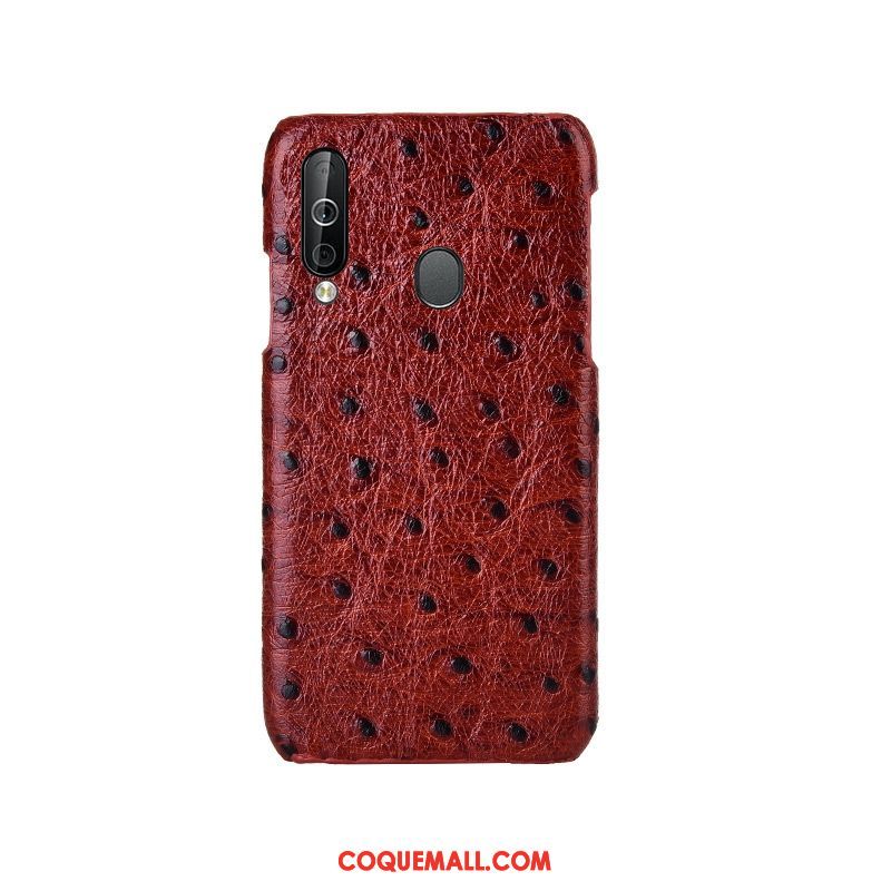 Étui Samsung Galaxy A40s Luxe Étoile Cuir Véritable, Coque Samsung Galaxy A40s Modèle Fleurie Couvercle Arrière Braun