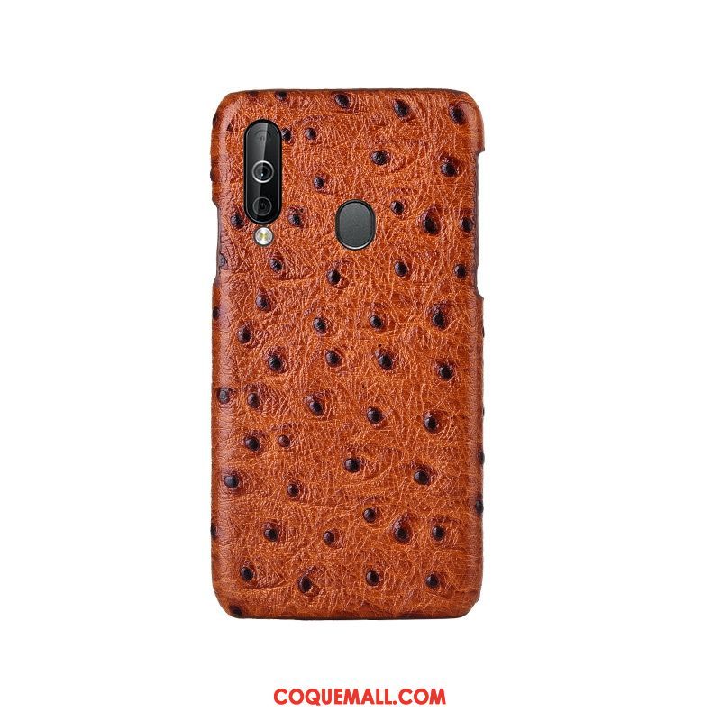 Étui Samsung Galaxy A40s Luxe Étoile Cuir Véritable, Coque Samsung Galaxy A40s Modèle Fleurie Couvercle Arrière Braun