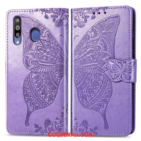 Étui Samsung Galaxy A40s Protection En Cuir Violet, Coque Samsung Galaxy A40s Support Étoile