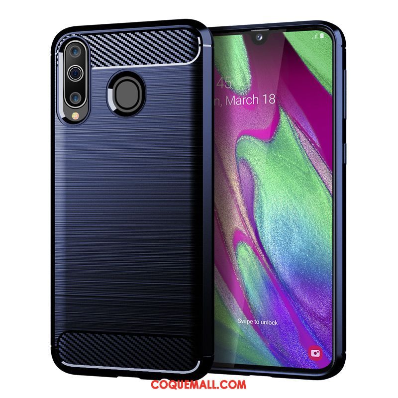 Étui Samsung Galaxy A40s Protection Silicone Soie, Coque Samsung Galaxy A40s Modèle Fleurie Noir