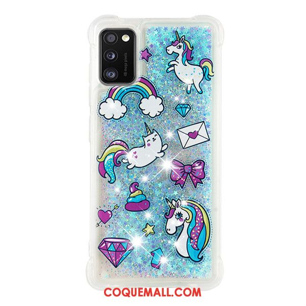 Étui Samsung Galaxy A41 Bleu Téléphone Portable Étoile, Coque Samsung Galaxy A41 Ballon Dessin Animé