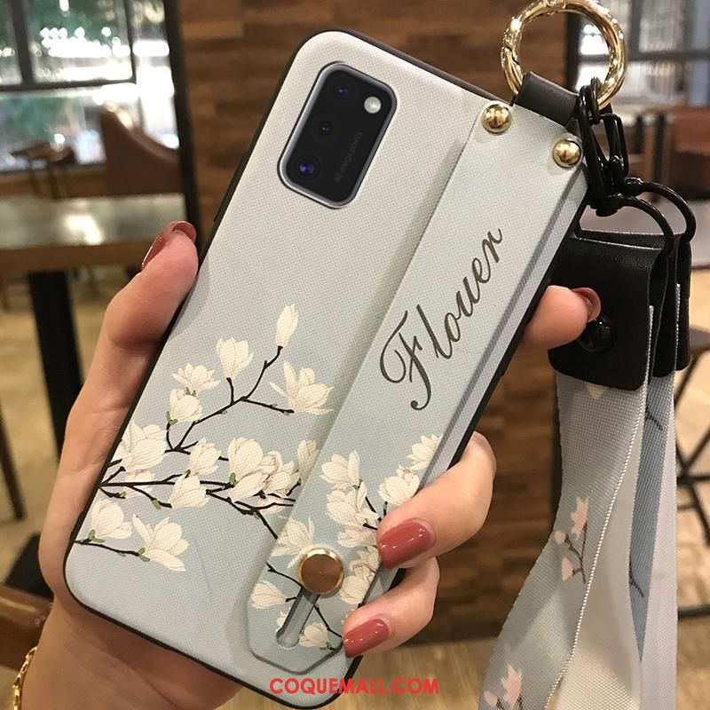 Étui Samsung Galaxy A41 Fluide Doux Support Fleur, Coque Samsung Galaxy A41 Petit Tendance