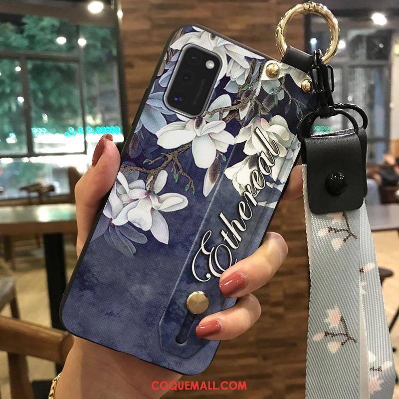 Étui Samsung Galaxy A41 Fluide Doux Support Fleur, Coque Samsung Galaxy A41 Petit Tendance