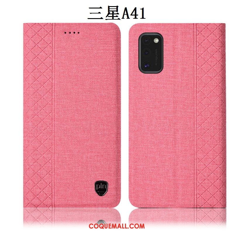 Étui Samsung Galaxy A41 Lin Tout Compris En Cuir, Coque Samsung Galaxy A41 Étoile Téléphone Portable