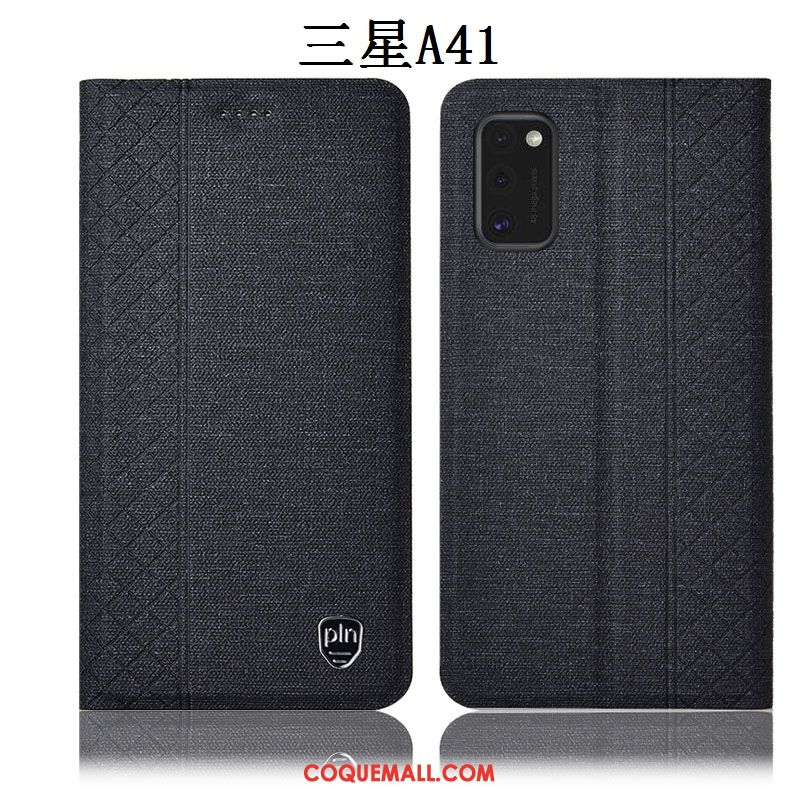 Étui Samsung Galaxy A41 Lin Tout Compris En Cuir, Coque Samsung Galaxy A41 Étoile Téléphone Portable