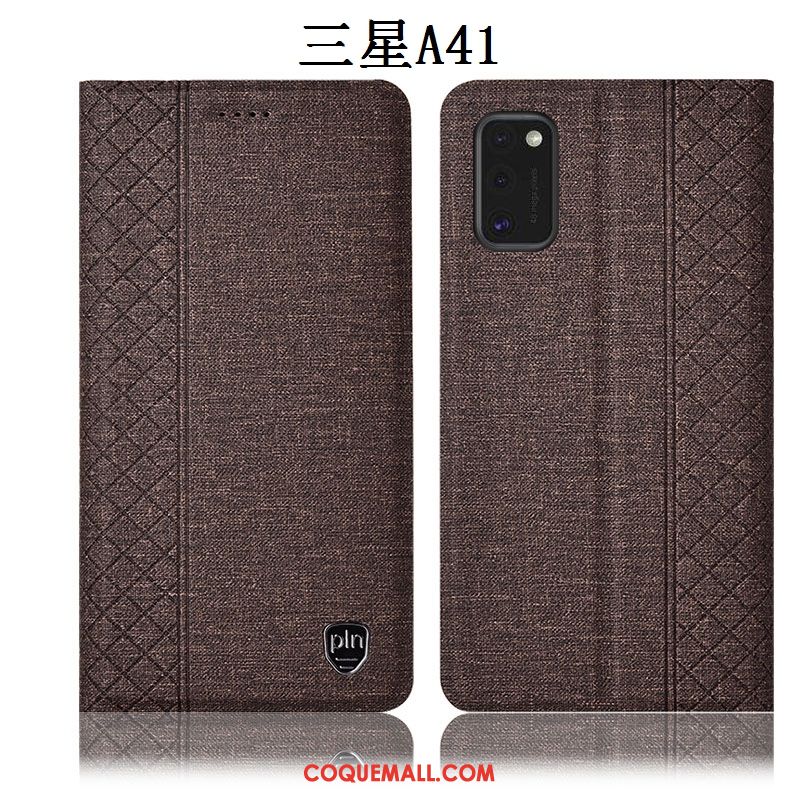 Étui Samsung Galaxy A41 Lin Tout Compris En Cuir, Coque Samsung Galaxy A41 Étoile Téléphone Portable