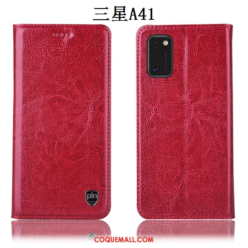 Étui Samsung Galaxy A41 Protection Étoile Incassable, Coque Samsung Galaxy A41 Rouge Modèle Fleurie