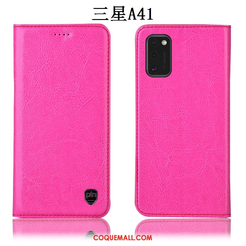 Étui Samsung Galaxy A41 Protection Étoile Incassable, Coque Samsung Galaxy A41 Rouge Modèle Fleurie