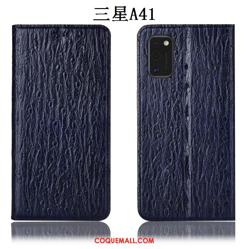 Étui Samsung Galaxy A41 Tout Compris Incassable En Cuir, Coque Samsung Galaxy A41 Étoile Protection Braun