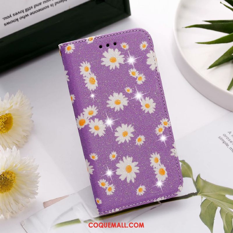 Étui Samsung Galaxy A41 Violet Clamshell En Cuir, Coque Samsung Galaxy A41 Carte Téléphone Portable