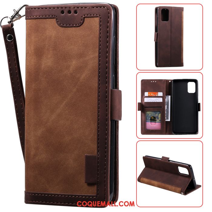 Étui Samsung Galaxy A41 Épissure Téléphone Portable En Cuir, Coque Samsung Galaxy A41 Clamshell Étoile