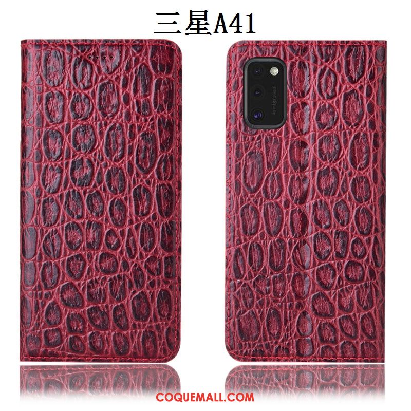 Étui Samsung Galaxy A41 Étoile En Cuir Protection, Coque Samsung Galaxy A41 Tout Compris Incassable Braun