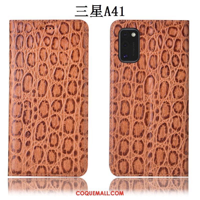 Étui Samsung Galaxy A41 Étoile En Cuir Protection, Coque Samsung Galaxy A41 Tout Compris Incassable Braun