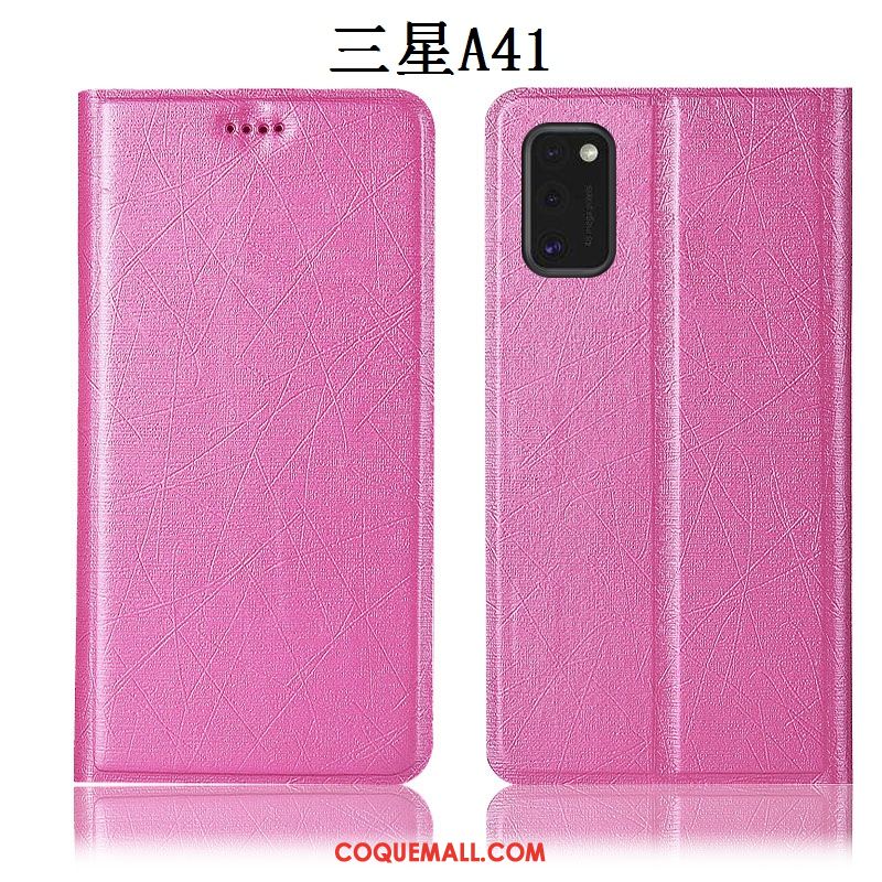 Étui Samsung Galaxy A41 Étoile Or Modèle Fleurie, Coque Samsung Galaxy A41 Protection Soie