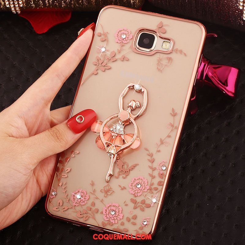 Étui Samsung Galaxy A5 2016 Fluide Doux Rose Étoile, Coque Samsung Galaxy A5 2016 Or Rose Cœur