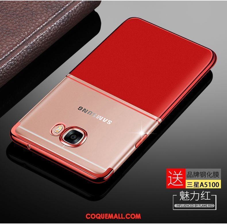 Étui Samsung Galaxy A5 2016 Rouge Étoile Tendance, Coque Samsung Galaxy A5 2016 Délavé En Daim Incassable