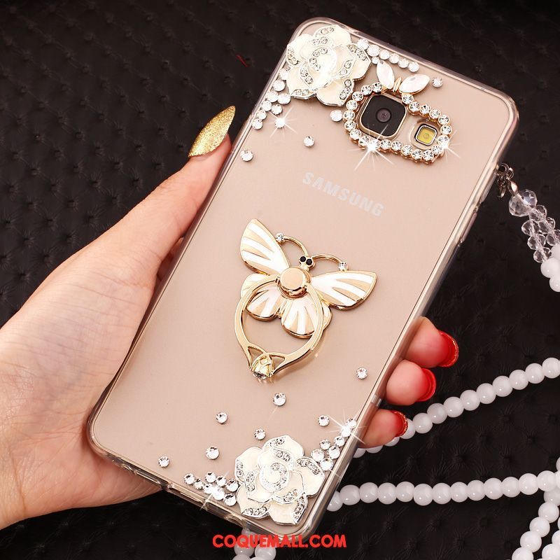 Étui Samsung Galaxy A5 2017 Strass Fleur Couleur, Coque Samsung Galaxy A5 2017 Étoile Téléphone Portable