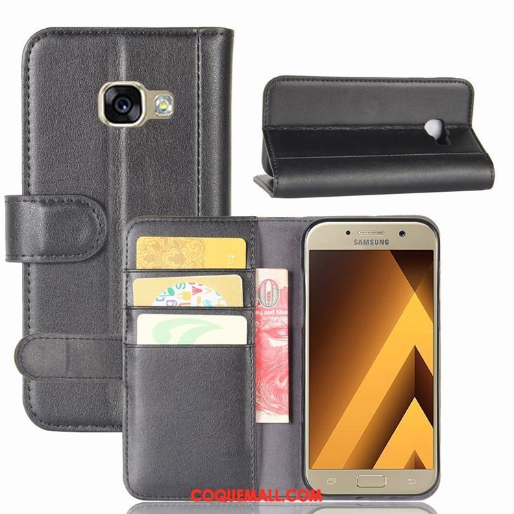 Étui Samsung Galaxy A5 2017 Étoile Cuir Véritable Téléphone Portable, Coque Samsung Galaxy A5 2017 Étui En Cuir Noir