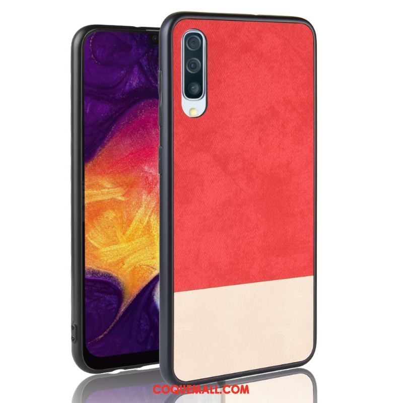 Étui Samsung Galaxy A50 Couture Couleurs Denim Étoile, Coque Samsung Galaxy A50 Téléphone Portable Incassable