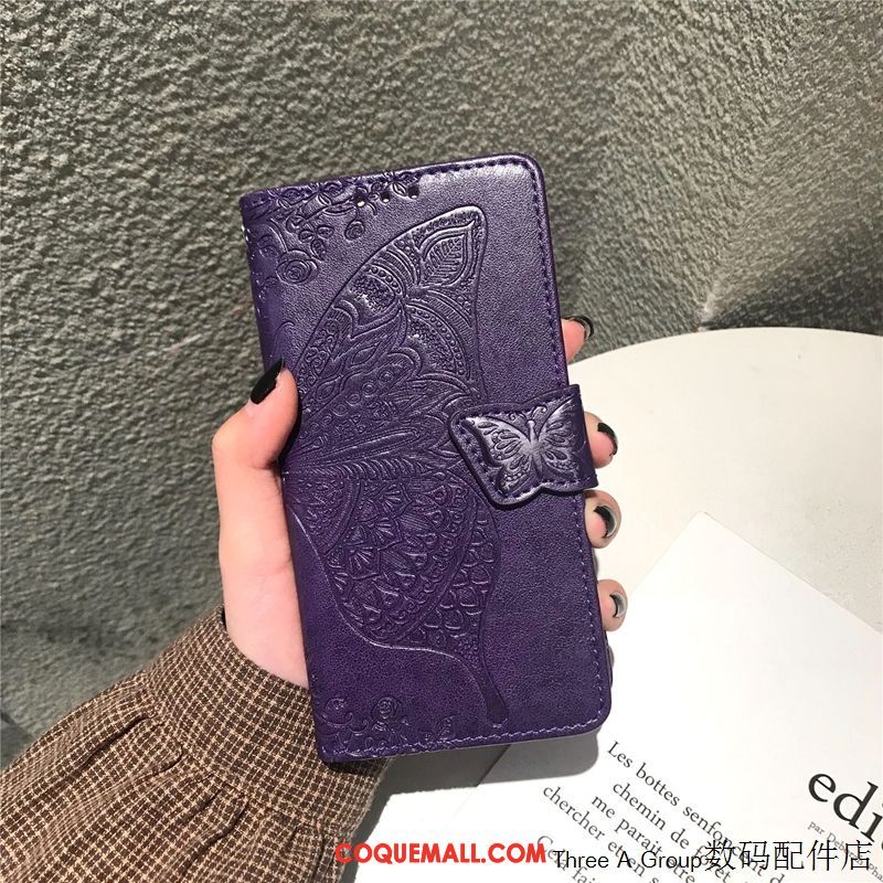 Étui Samsung Galaxy A50 En Cuir Personnalité Incassable, Coque Samsung Galaxy A50 Créatif Violet