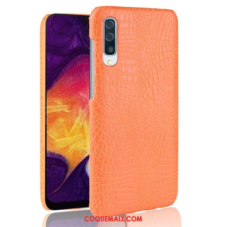 Étui Samsung Galaxy A50 Protection Étoile Téléphone Portable, Coque Samsung Galaxy A50 Crocodile Modèle Difficile Braun