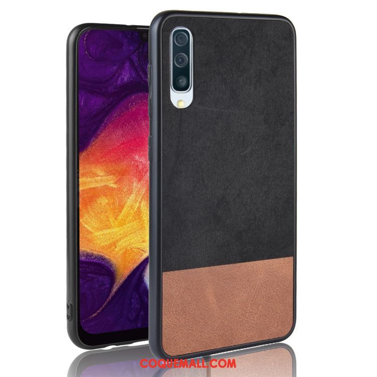 Étui Samsung Galaxy A50 Tendance Cuir Protection, Coque Samsung Galaxy A50 Gris Étoile